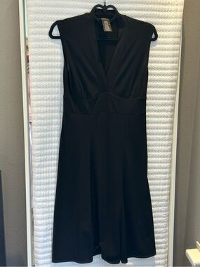 George Black Stretch Sleeveless V-Neck Midi Dress